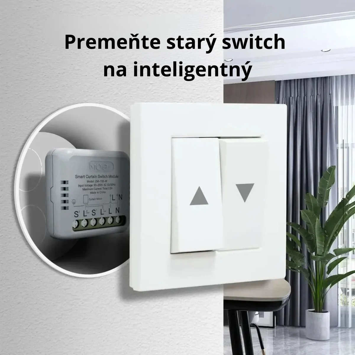 MOES ZigBee smart modul na ovládanie závesov mini